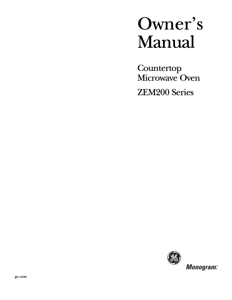 Page 1 of the manual Use and Maintenance Manual GE ZEM200SF