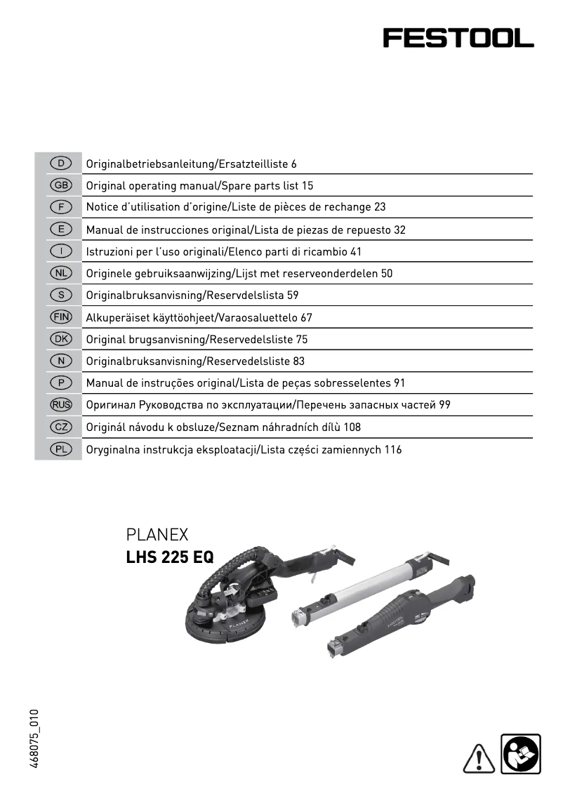Page 1 of the manual User Manual Festool LHS 225 EQ-Plus/IP