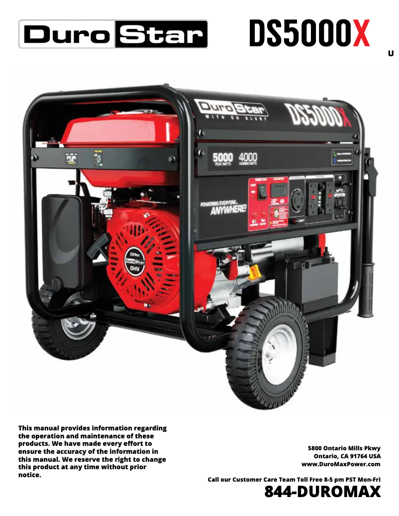 First page image of the manual for DS5000X