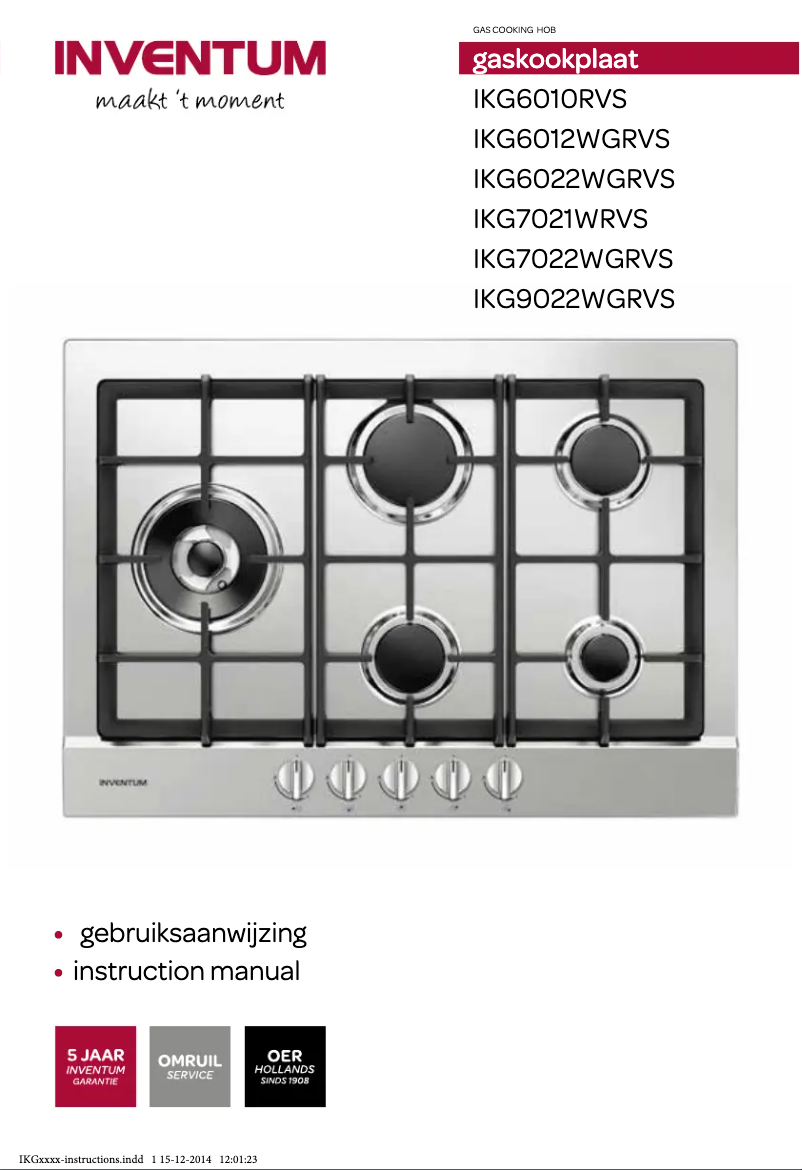 First page image of the manual for IKG9022WGRVS