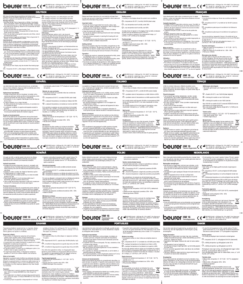 First page image of the manual for HM 16