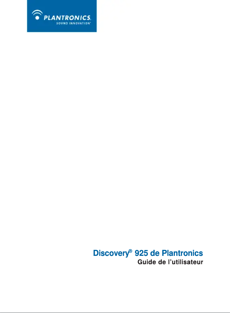 Page 1 of the manual User Manual Plantronics Discovery 925