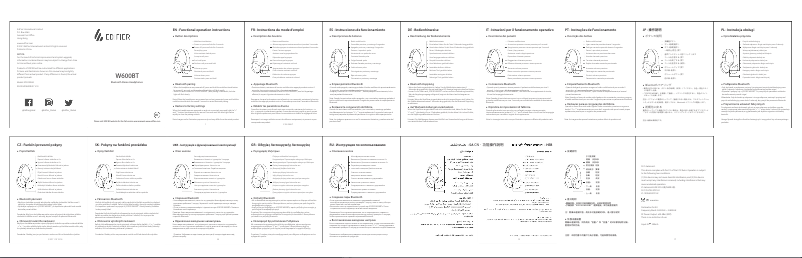 First page image of the manual for W600BT