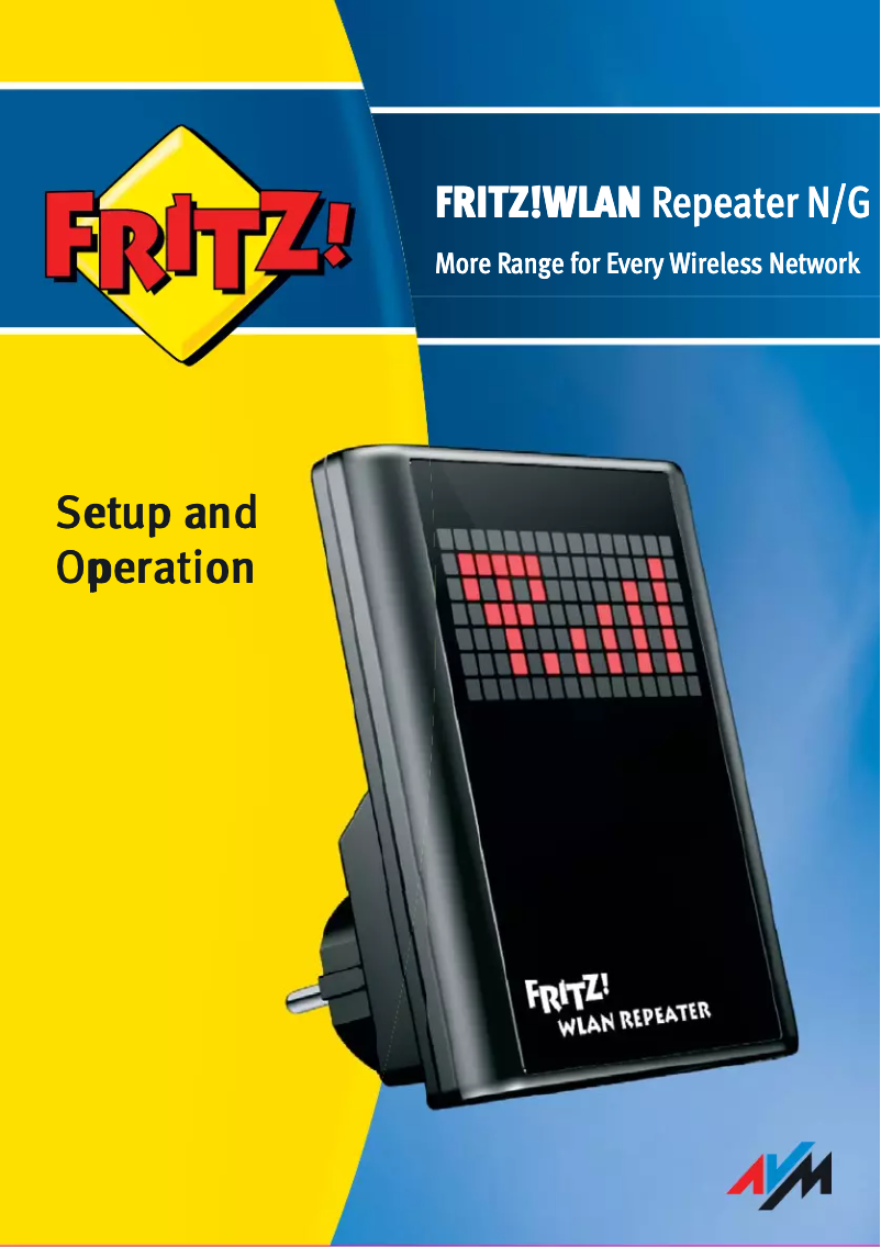 Page 1 de la notice Manuel utilisateur AVM Fritz! Wlan Repeater
