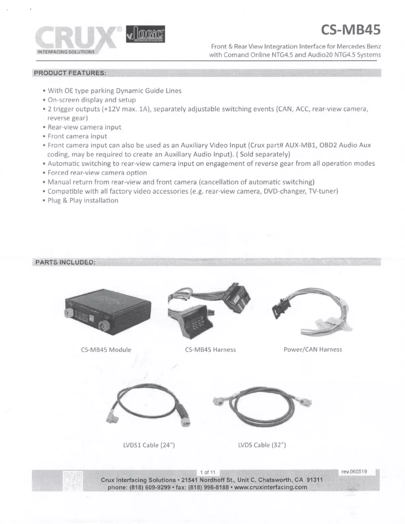 Page 1 of the manual User Manual CRUX CS-MB45