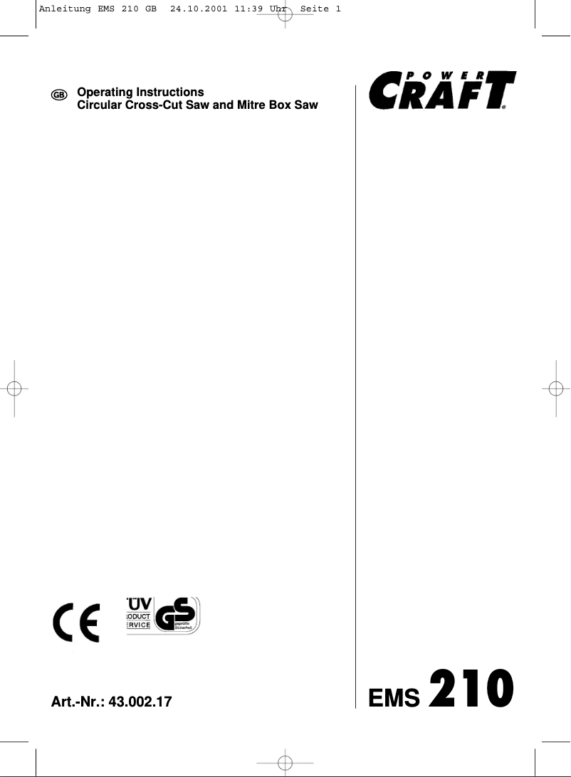 Image de la première page du manuel de l'appareil EMS 210