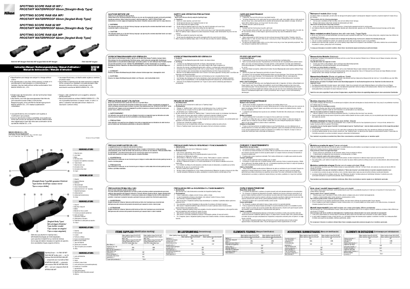 First page image of the manual for RAIII 65A WP Angled