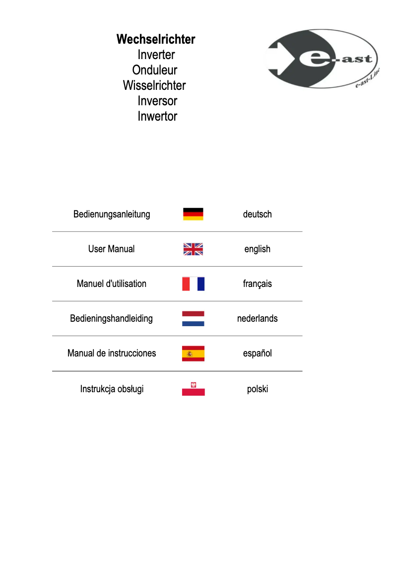 Page 1 of the manual User Manual e-ast HPLS 1000-12