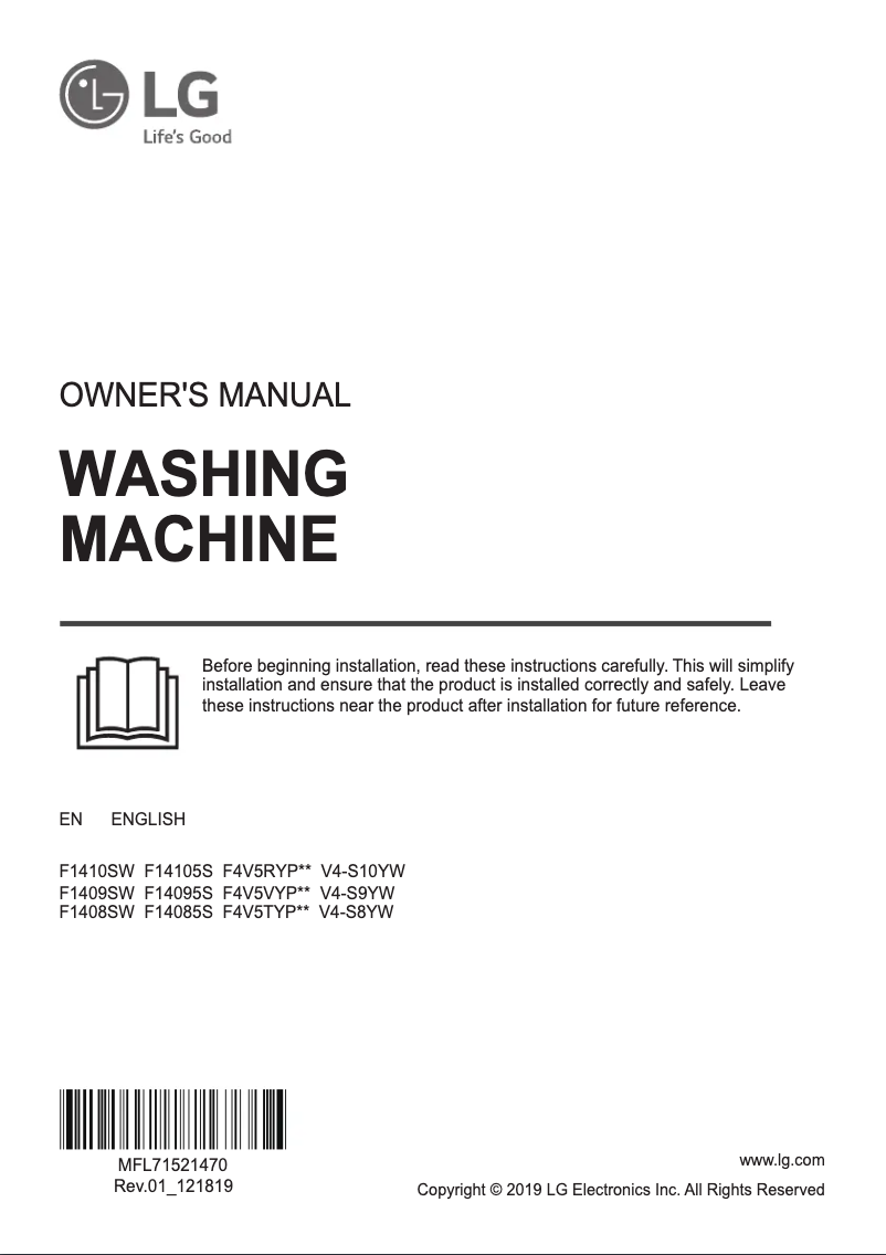 First page image of the manual for V4-S9YW