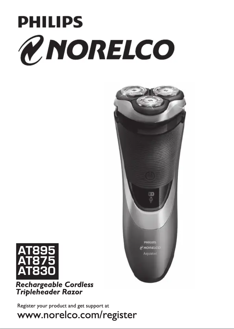 First page image of the manual for Norelco PowerTouch AT875
