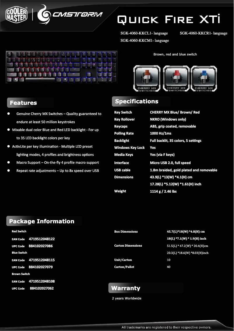 First page image of the manual for Gaming QuickFire XTi