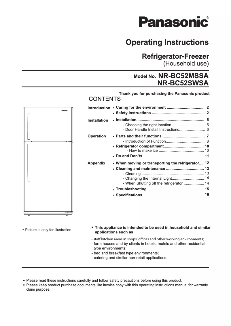 First page image of the manual for NR-BC52MS