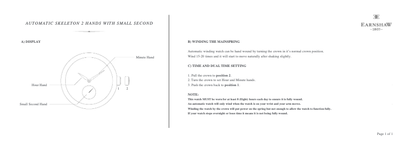 Page 1 of the manual User Manual Earnshaw Lady Australis ES-8029-07