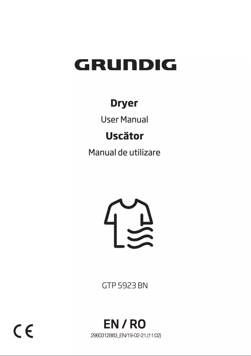 First page image of the manual for GTP5923BN