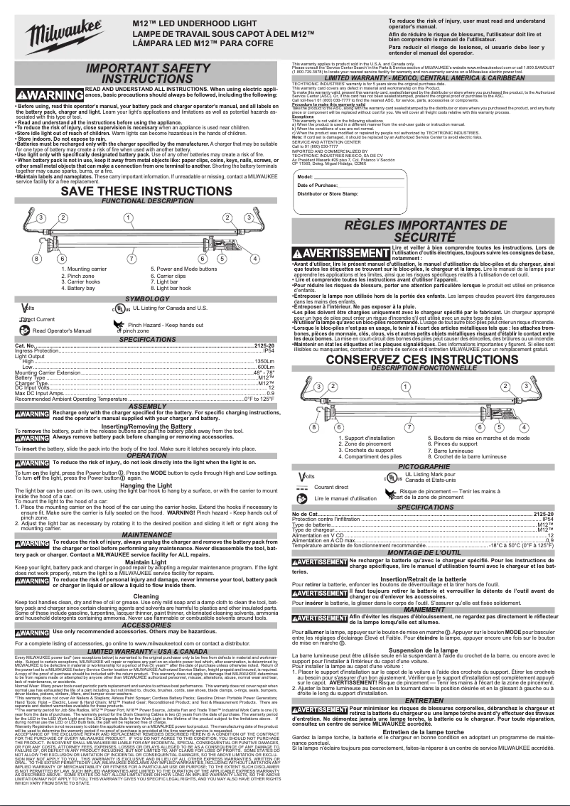 First page image of the manual for 2125-20