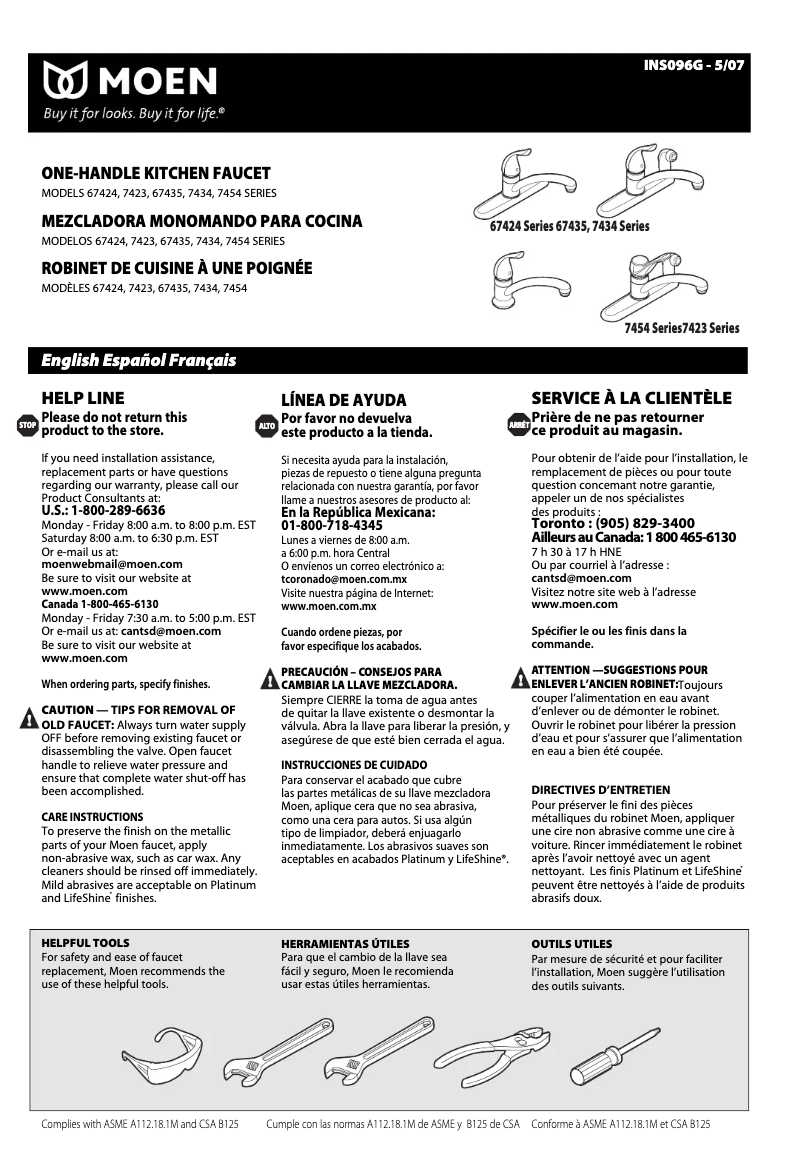 First page image of the manual for Chateau 7434