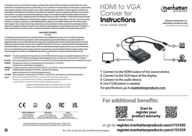 First page image of the manual for 151450