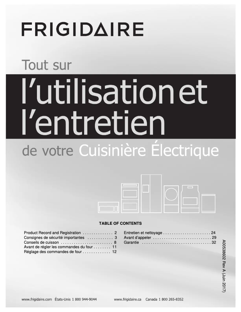 Page 1 de la notice Manuel utilisateur Frigidaire FFET3026TB