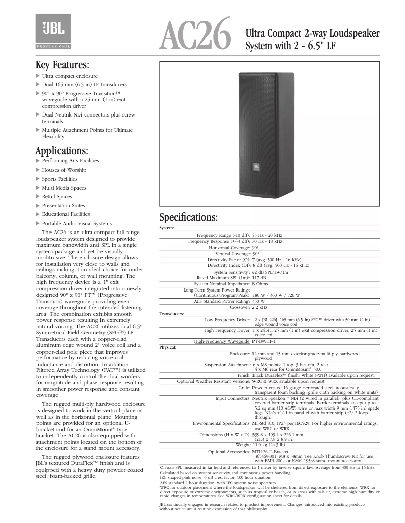 First page image of the manual for AC26