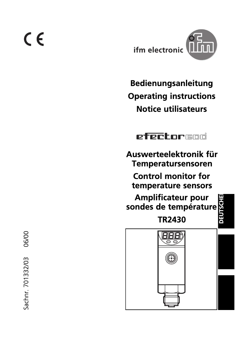 Page 1 of the manual User Manual IFM TR2430