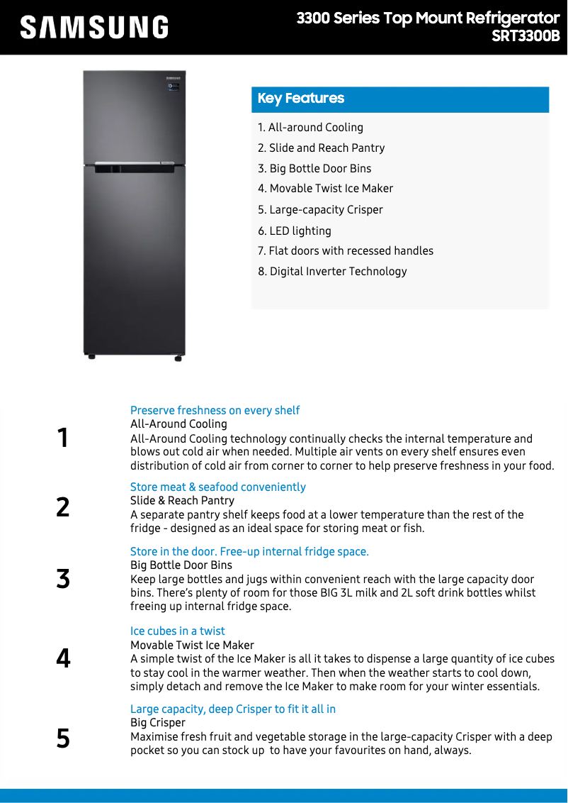 First page image of the manual for SRT3300B