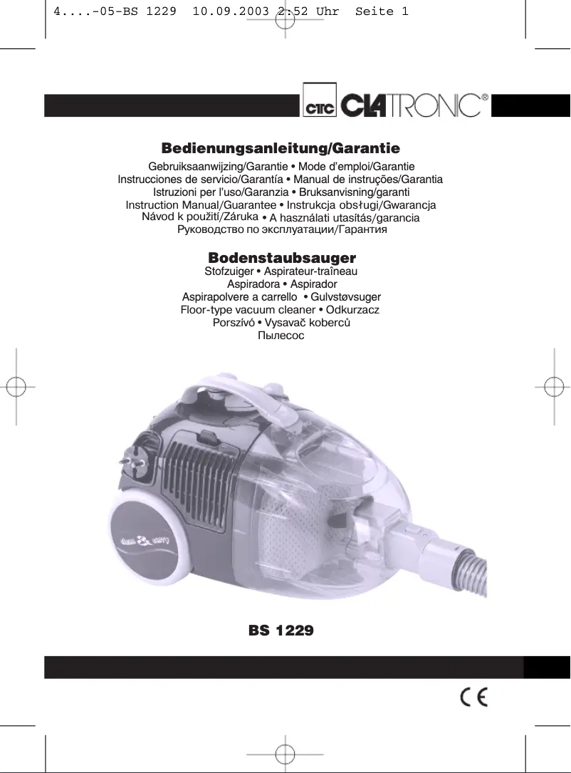 Page 1 of the manual User Manual Clatronic BS 1229