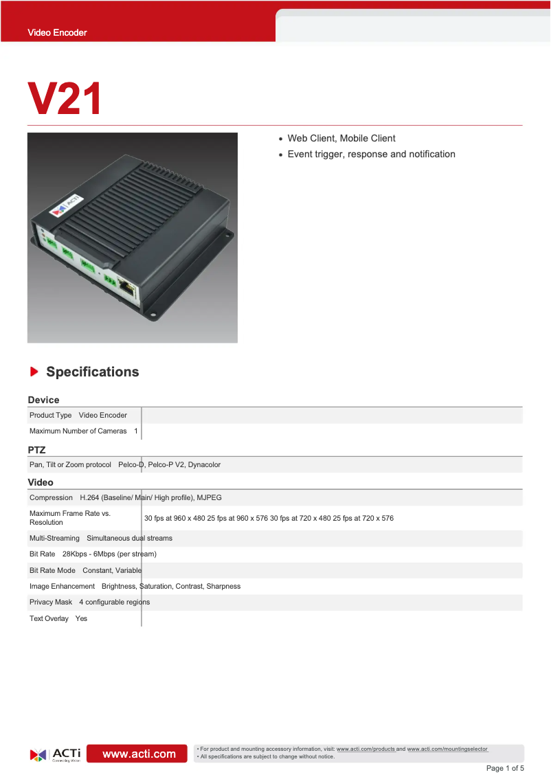 First page image of the manual for V21