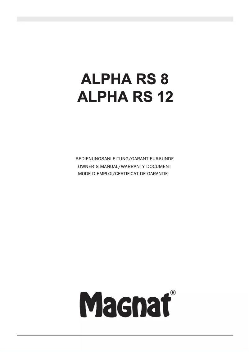First page image of the manual for Alpha RS12