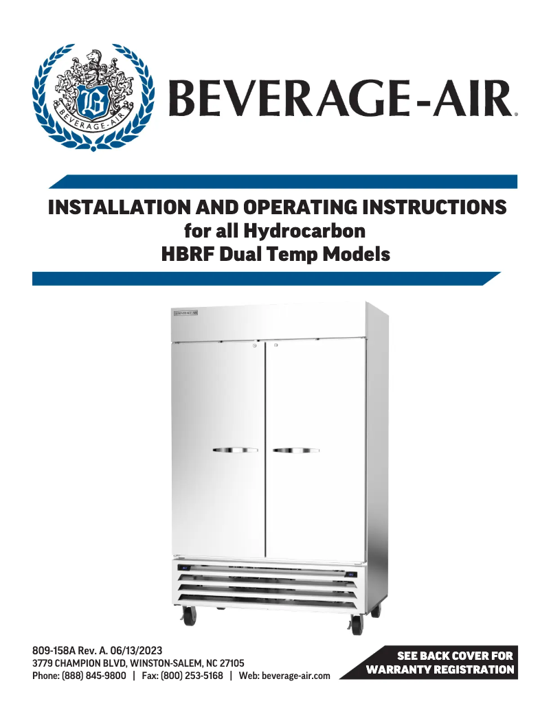 First page image of the manual for HBF27-1-G