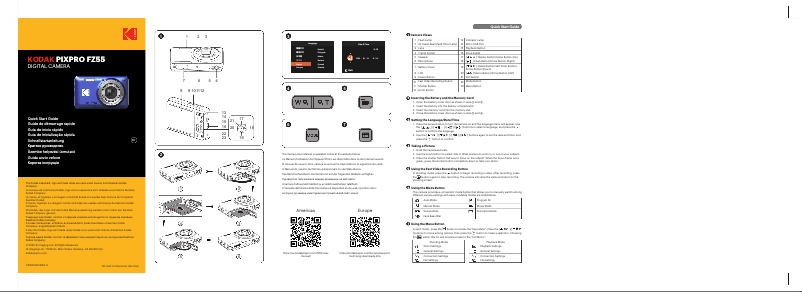 Page 1 of the manual Quick Start Guide Kodak Pixpro FZ55