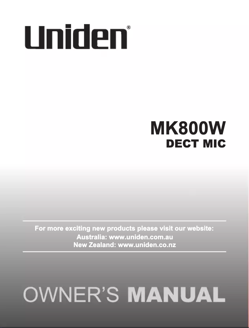 First page image of the manual for MK800W