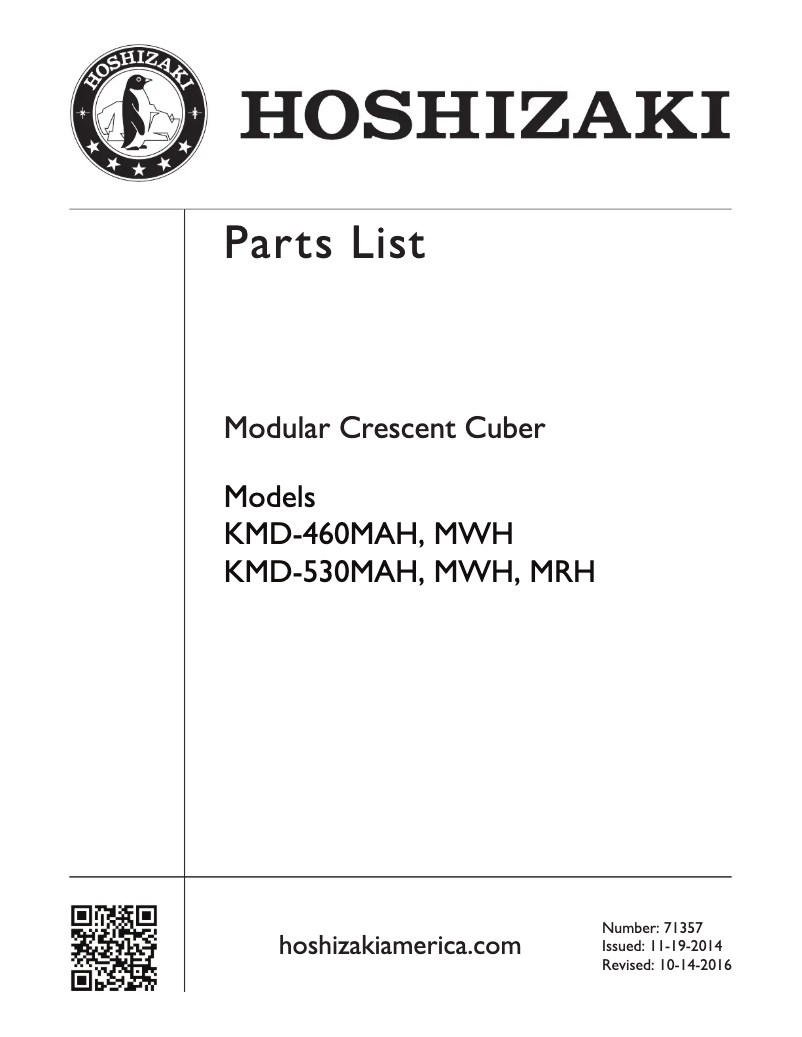 Page 1 of the manual User Manual Hoshizaki KMD-460MWH