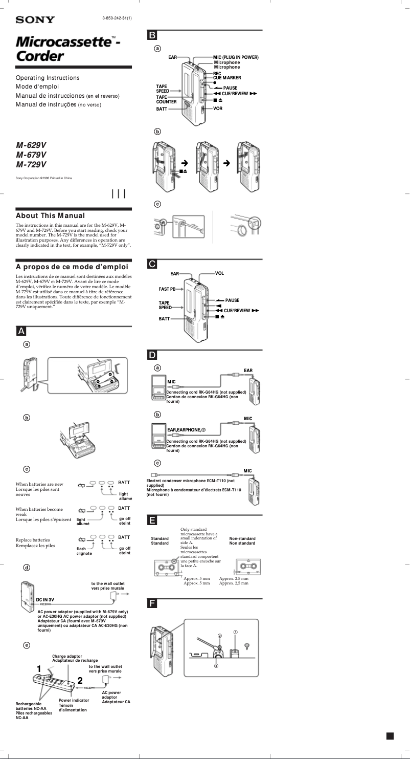 First page image of the manual for M-729V