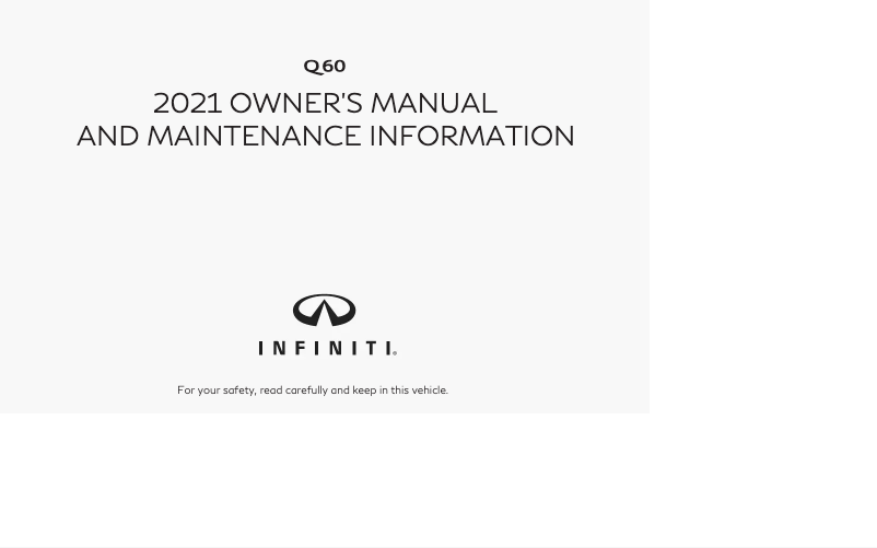 Page 1 of the manual User Manual Infiniti Q60 Coupe (2021)