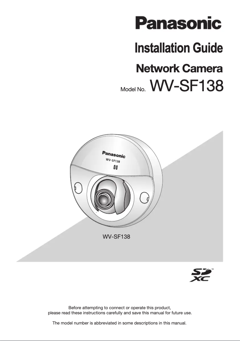 Page 1 of the manual User Manual Panasonic WV-SF138