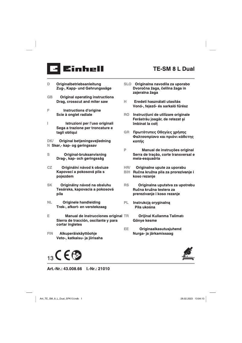 First page image of the manual for TE-SM 8 L Dual