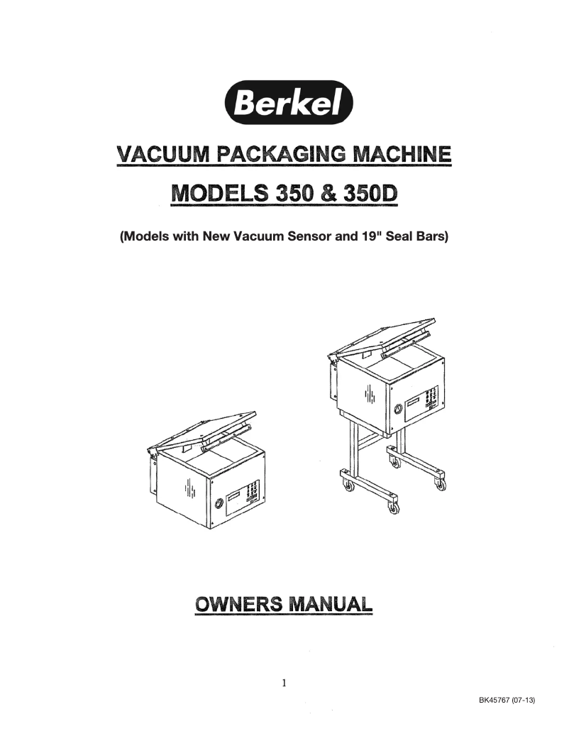 Page 1 of the manual User Manual Berkel 350