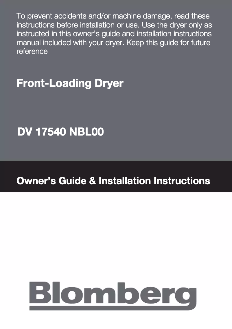 First page image of the manual for DV 17540 NBL00