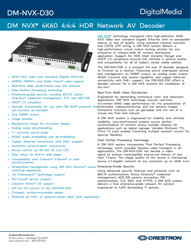 Image de la première page du manuel de l'appareil DM-NVX-D30