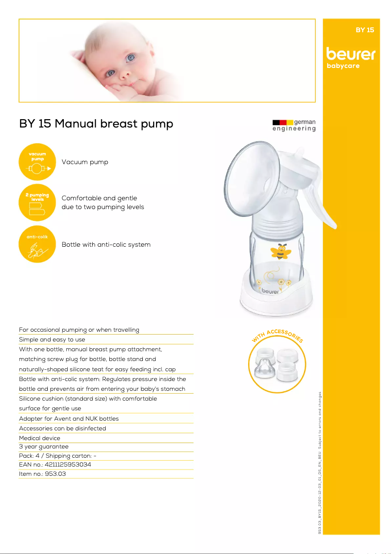 Page 1 of the manual Technical Sheet Beurer BY 15