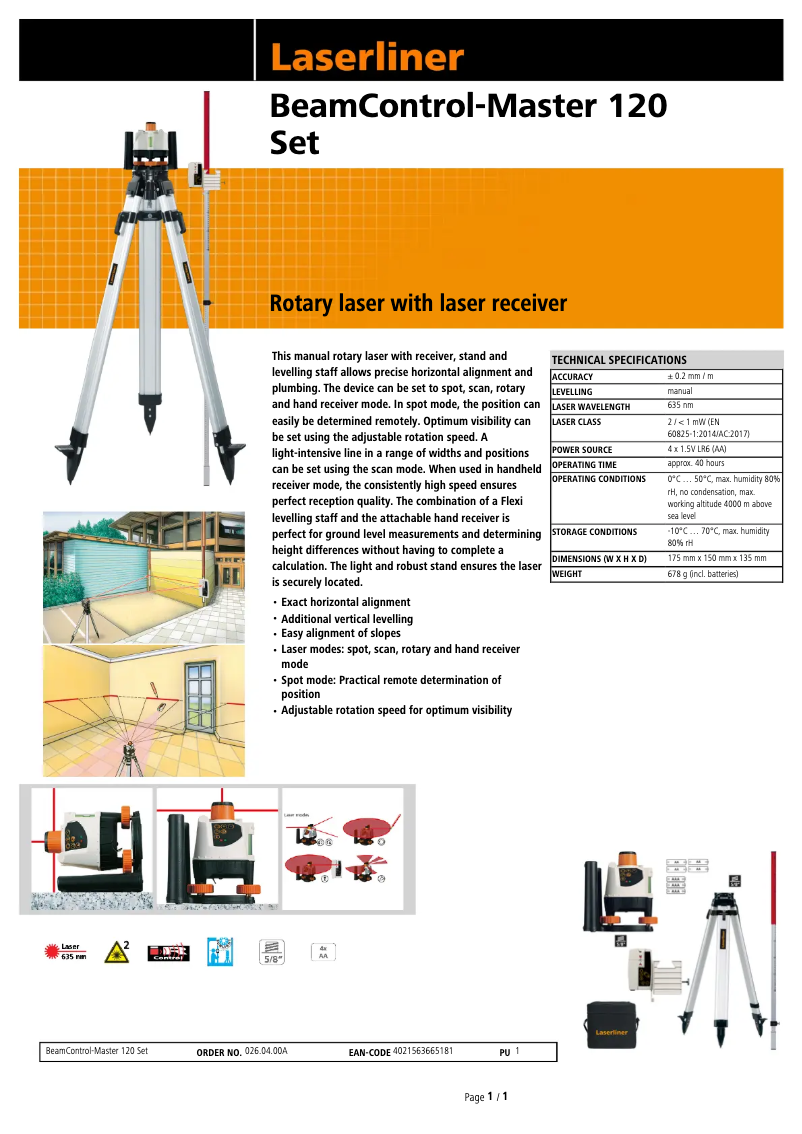 Page 1 of the manual Technical Sheet Laserliner SensoCommander