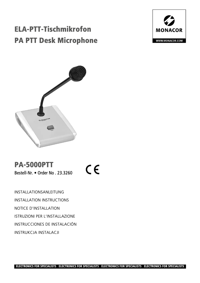 Page 1 of the manual User Manual Monacor PA-5000PTT