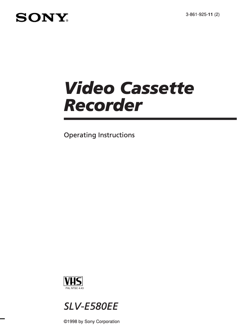 Page 1 of the manual User Manual Sony SLV-E580EE