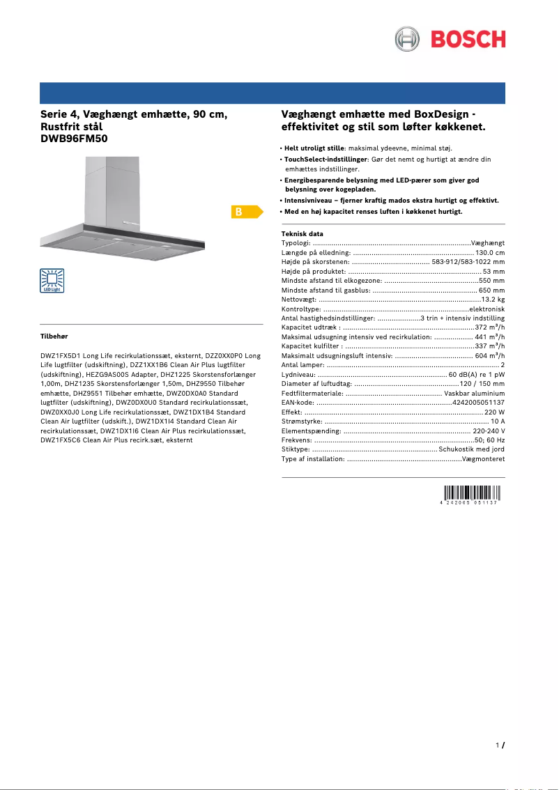 Page 1 of the manual Brochure Bosch DWB96FM50