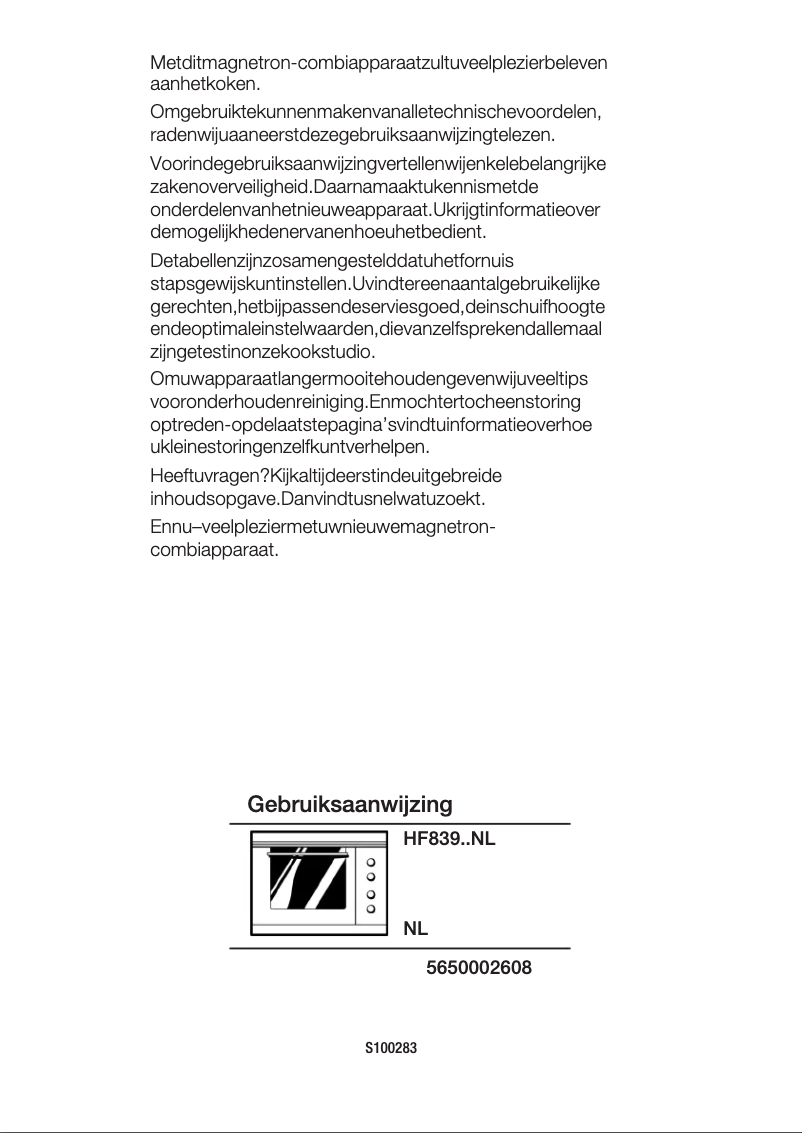Page 1 of the manual User Manual Siemens HF83950