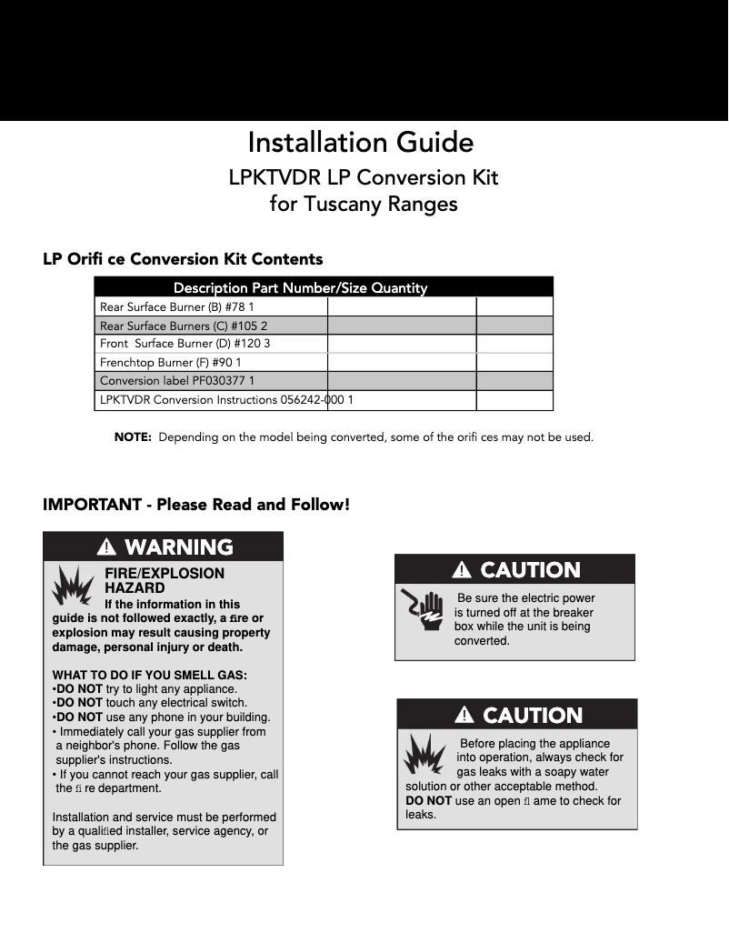 Page 1 of the manual Installation Guide Viking TVDR3614BDB