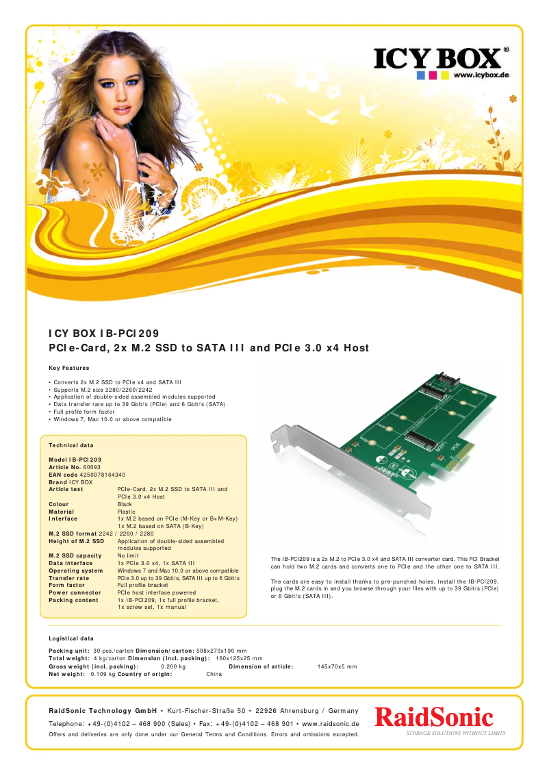 Page 1 of the manual User Manual Icy Box IB-PCI209