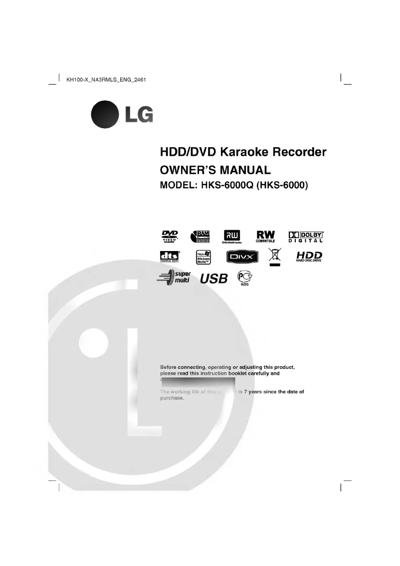 Page 1 of the manual User Manual LG HKS-6000Q