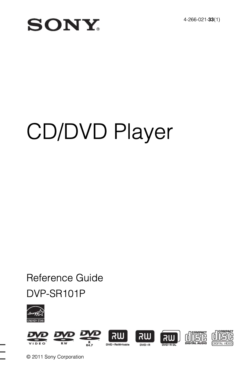 Page 1 of the manual User Manual Sony DVP-SR101P