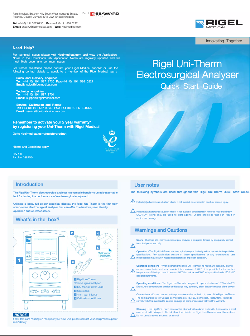 First page image of the manual for Uni-Therm